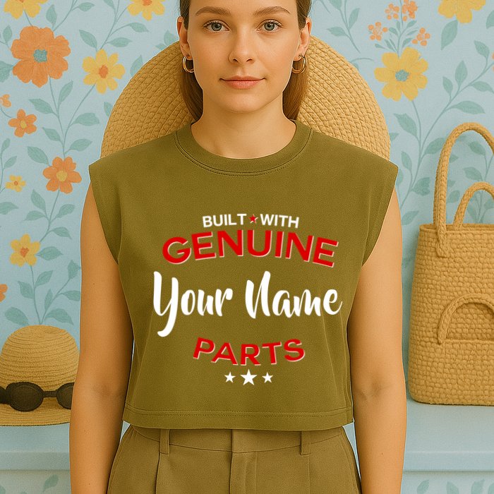 Personalize Built With Genuine Parts Custom Name Garment-Dyed Women's Muscle Tee