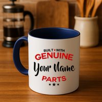 Personalize Built With Genuine Parts Custom Name Mug