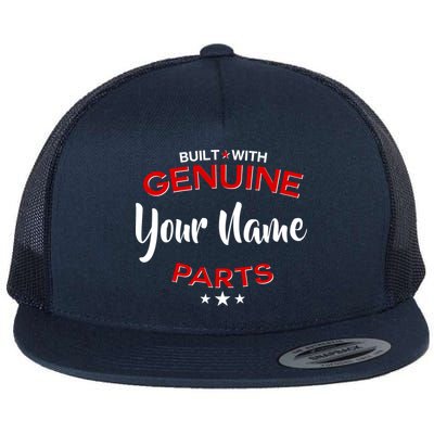 Personalize Built With Genuine Parts Custom Name Flat Bill Trucker Hat