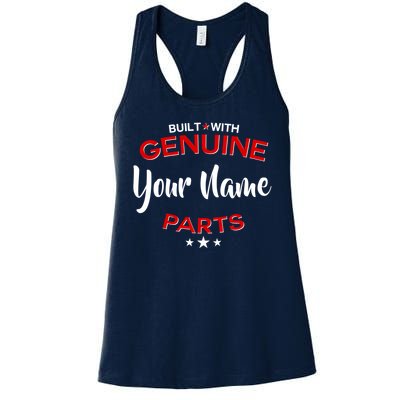 Personalize Built With Genuine Parts Custom Name Women's Racerback Tank