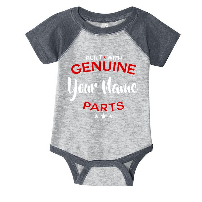 Personalize Built With Genuine Parts Custom Name Infant Baby Jersey Bodysuit