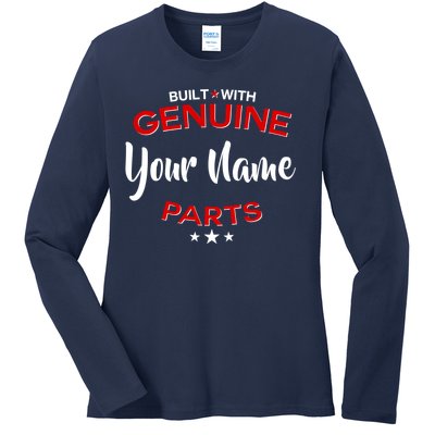 Personalize Built With Genuine Parts Custom Name Ladies Long Sleeve Shirt