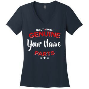 Personalize Built With Genuine Parts Custom Name Women's V-Neck T-Shirt