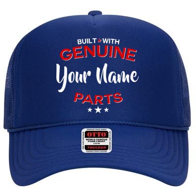 Personalize Built With Genuine Parts Custom Name High Crown Mesh Back Trucker Hat