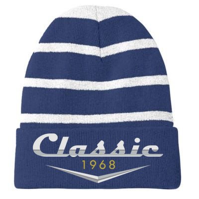 Personalize Classic Birthday Custom Year Striped Beanie with Solid Band