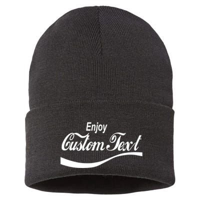 Personalize Enjoy Custom Text Name Spoof Logo Sustainable Knit Beanie
