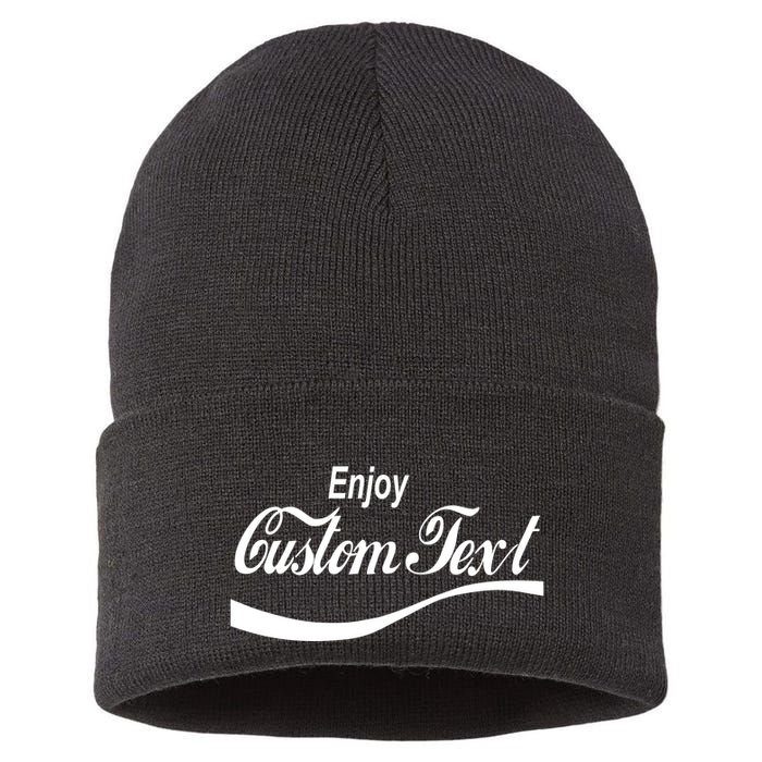 Personalize Enjoy Custom Text Name Spoof Logo Sustainable Knit Beanie