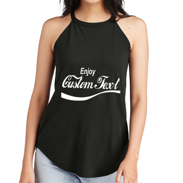 Personalize Enjoy Custom Text Name Spoof Logo Women's Perfect Tri Rocker Tank
