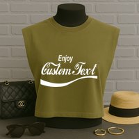 Personalize Enjoy Custom Text Name Spoof Logo Garment-Dyed Women's Muscle Tee