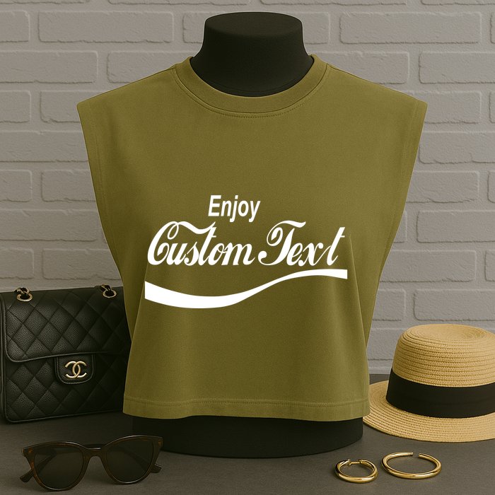 Personalize Enjoy Custom Text Name Spoof Logo Garment-Dyed Women's Muscle Tee