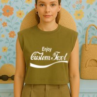 Personalize Enjoy Custom Text Name Spoof Logo Garment-Dyed Women's Muscle Tee