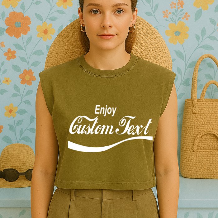 Personalize Enjoy Custom Text Name Spoof Logo Garment-Dyed Women's Muscle Tee