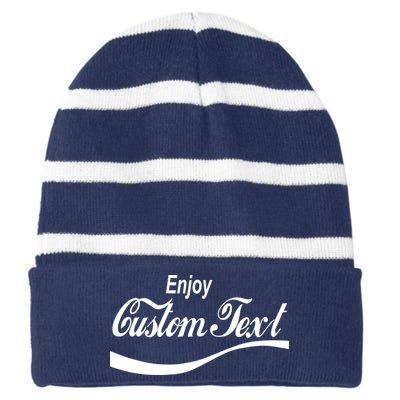 Personalize Enjoy Custom Text Name Spoof Logo Striped Beanie with Solid Band