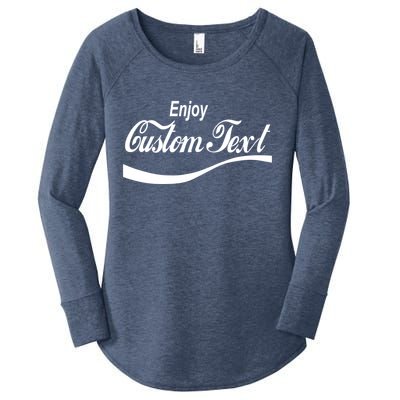 Personalize Enjoy Custom Text Name Spoof Logo Women's Perfect Tri Tunic Long Sleeve Shirt