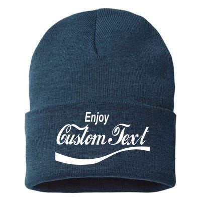 Personalize Enjoy Custom Text Name Spoof Logo Sustainable Knit Beanie