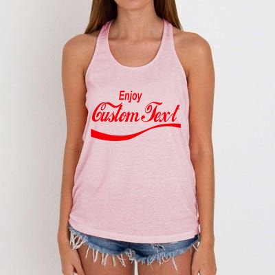 Personalize Enjoy Custom Text Name Spoof Logo Women's Knotted Racerback Tank