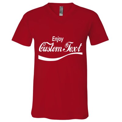 Personalize Enjoy Custom Text Name Spoof Logo V-Neck T-Shirt
