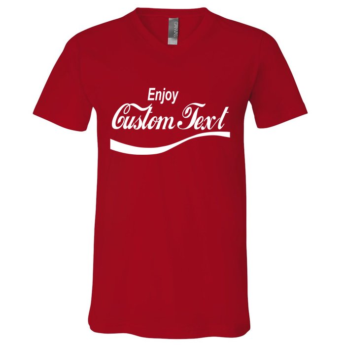 Personalize Enjoy Custom Text Name Spoof Logo V-Neck T-Shirt