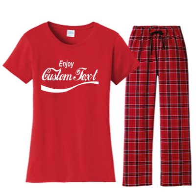 Personalize Enjoy Custom Text Name Spoof Logo Women's Flannel Pajama Set