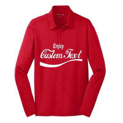 Personalize Enjoy Custom Text Name Spoof Logo Silk Touch Performance Long Sleeve Polo