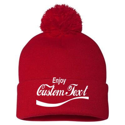 Personalize Enjoy Custom Text Name Spoof Logo Pom Pom 12in Knit Beanie