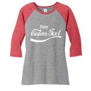 Personalize Enjoy Custom Text Name Spoof Logo Women's Tri-Blend 3/4-Sleeve Raglan Shirt