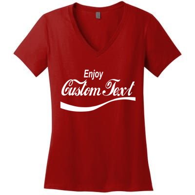 Personalize Enjoy Custom Text Name Spoof Logo Women's V-Neck T-Shirt