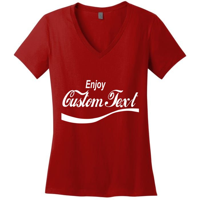 Personalize Enjoy Custom Text Name Spoof Logo Women's V-Neck T-Shirt