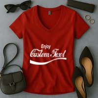 Personalize Enjoy Custom Text Name Spoof Logo Women's V-Neck T-Shirt