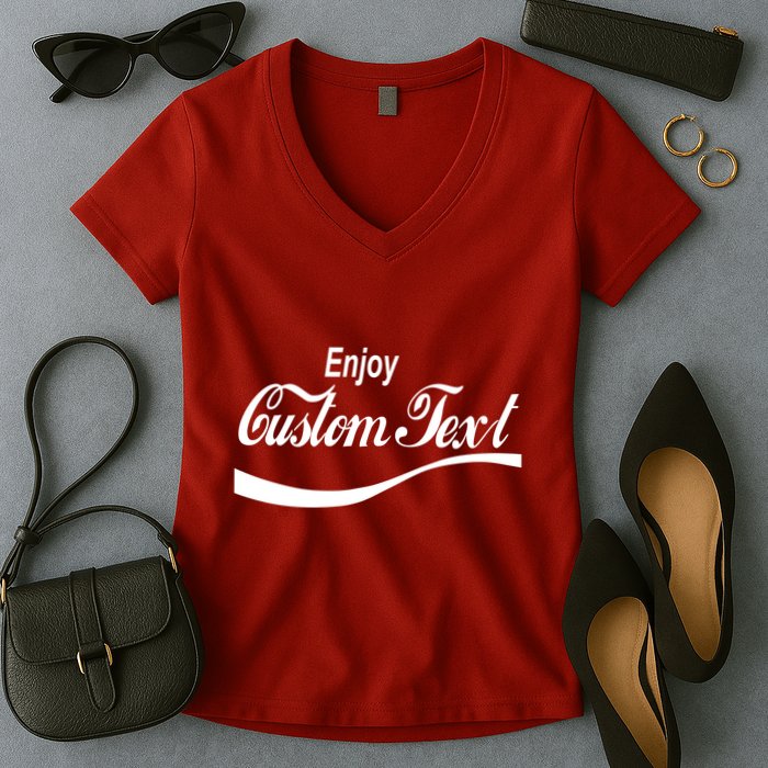Personalize Enjoy Custom Text Name Spoof Logo Women's V-Neck T-Shirt