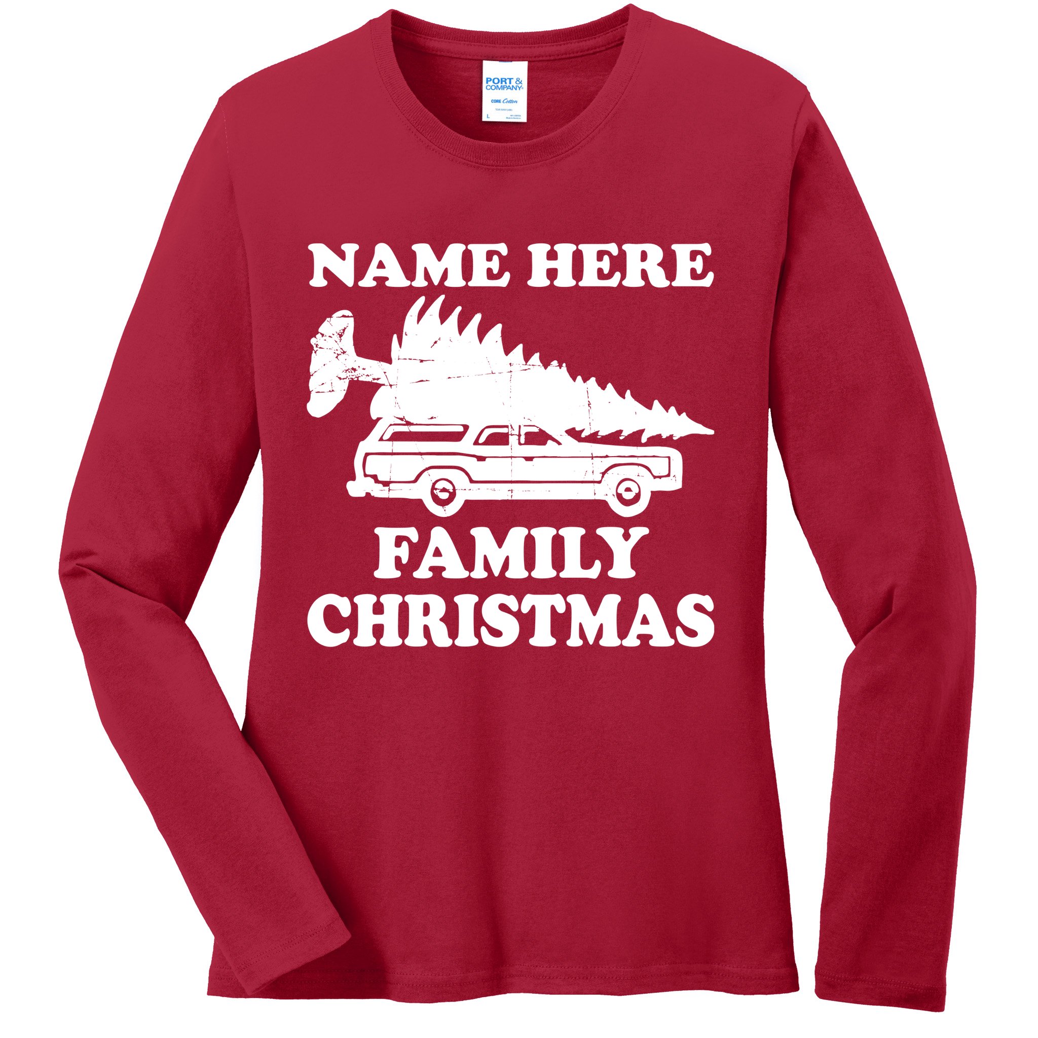 Personalize Family Christmas Custom Ladies Long Sleeve Shirt