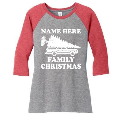 Personalize Family Christmas Custom Women's Tri-Blend 3/4-Sleeve Raglan Shirt