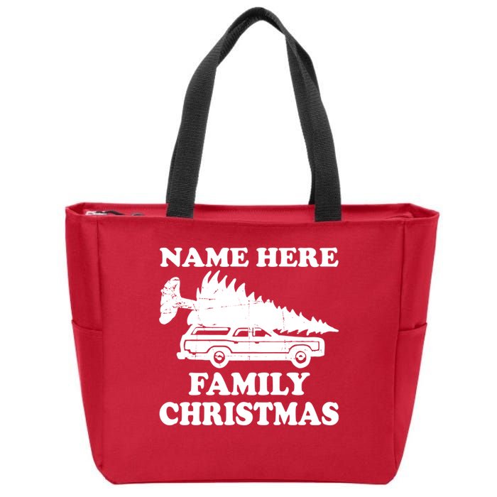 Personalize Family Christmas Custom Zip Tote Bag