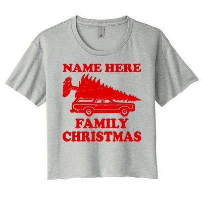 Personalize Family Christmas Custom Women's Crop Top Tee