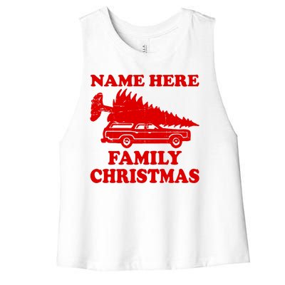 Personalize Family Christmas Custom Women's Racerback Cropped Tank