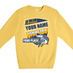 Personalize Fishing Trip Custom Premium Crewneck Sweatshirt