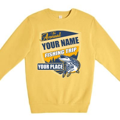 Personalize Fishing Trip Custom Premium Crewneck Sweatshirt