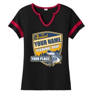 Personalize Fishing Trip Custom Ladies Halftime Notch Neck Tee