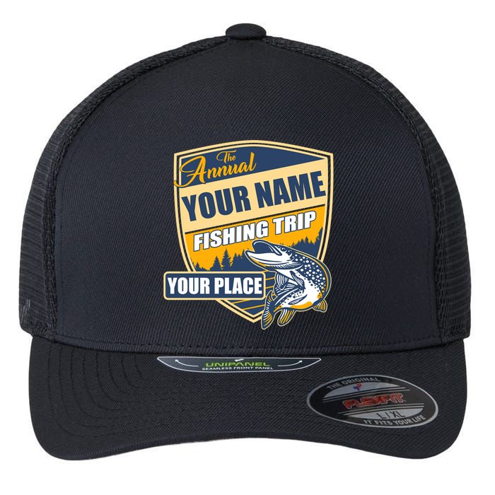 Personalize Fishing Trip Custom Flexfit Unipanel Trucker Cap