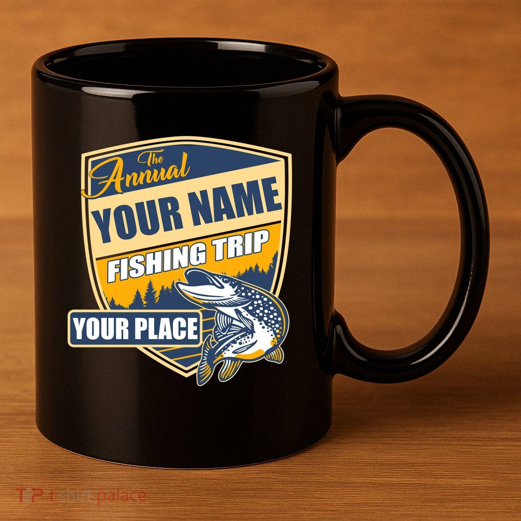 Personalize Fishing Trip Custom 11oz C Handle Ceramic Mug