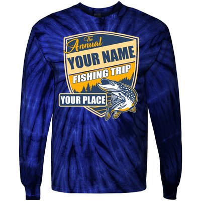 Personalize Fishing Trip Custom Tie-Dye Long Sleeve Shirt