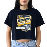 Personalize Fishing Trip Custom Women's Crop Top Tee