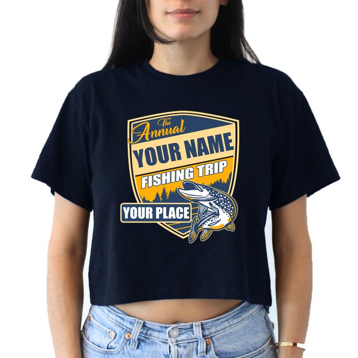 Personalize Fishing Trip Custom Women's Crop Top Tee