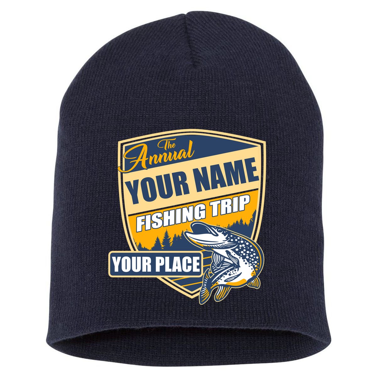 Personalize Fishing Trip Custom Short Acrylic Beanie