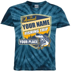 Personalize Fishing Trip Custom Kids Tie-Dye T-Shirt