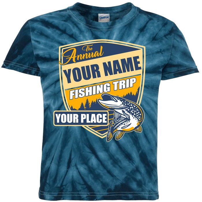 Personalize Fishing Trip Custom Kids Tie-Dye T-Shirt