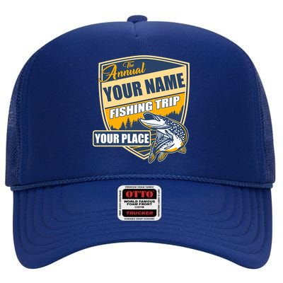 Personalize Fishing Trip Custom High Crown Mesh Back Trucker Hat