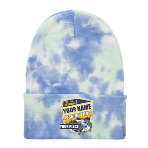 Personalize Fishing Trip Custom Tie Dye 12in Knit Beanie