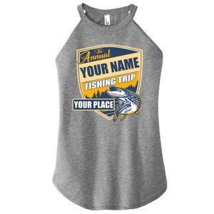 Personalize Fishing Trip Custom Women's Perfect Tri Rocker Tank