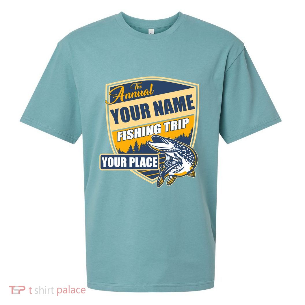 Personalize Fishing Trip Custom Sueded Cloud Jersey T-Shirt